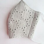 ダブルガーゼのおめかしサークル刺繍マスク【幼児～低学年むけ／グレー】