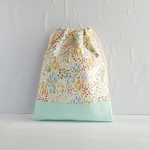 25×20  給食袋  お花畑  お花  パステルグリーン