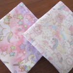 お名前スタンプ押 しておきます♪名前タグ付ガーゼハンカチ2枚セット