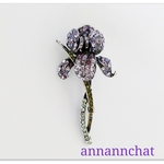 【ビンテージ　 iris　アイリス　ラインストーン　ブローチ】菖蒲　紫　花　あやめ　