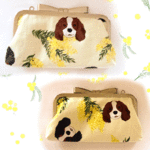 【Ｓ様オーダー作品】キャバリアちゃんのがま口長財布&ヘアバンド