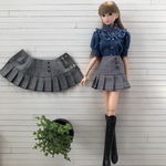 グレンチェックプリーツミニスカート（27−29cm）