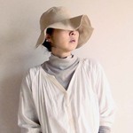 綿麻　深くかぶれる帽子　ベージュ　シンプル