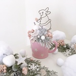 うさぎサンタのピンクスノーオブジェ