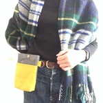 ベルトポーチ１　グレー×カラシ　帆布