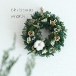 期間限定セール￥3300→￥3000ヒムロスギのクリスマスリース(ホワイトコットン）