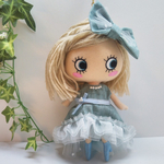 スカイ色のフィッシュテールドレス&ヘアリボン 2点セット