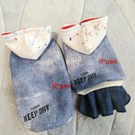 犬服！ウォシュデニム　スプラッシュステッチ柄フード　スカート