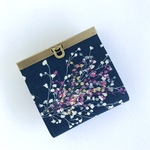 かすみそう　藍　文鎮口金のミニ財布