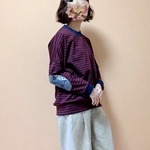 【Ｍサイズ】ボルドーとネイビーのプルオーバー
