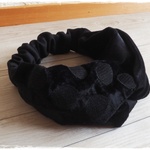＊　ドット刺繍ベルベット　クロスヘアバンド　＊