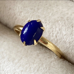 ジャパンヴィンテージ　和泉ガラス　小さなオーバルリング  ブルー