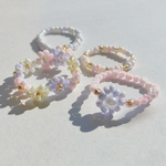 春の小花のビーズリング 4点セット🌸 ~桃色~