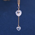 【限定数のみ】ダブルハート　クリスタル　サージカルステンレスネックレス約50cm 