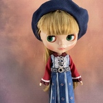 レトロワンピース(rayure　bleu foncé )3点セット