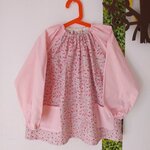ストライプ×小花スモック120
