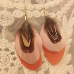 ♡コーラルピンクフェザーピアス♡