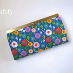 【受注製作】輸入生地★ Crayon flowers ★口金長財布
