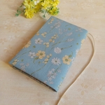 新書サイズブックカバー    花柄水色