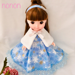 ☆再販☆【送料込み】雪のドレス＋ケープ＋ヘアアクセ　ブルー　メルちゃん　ソランちゃん　サイズ