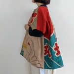 古布の旗で作った鶴さんシャツ　リバーシブル　半袖