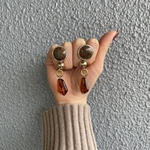 マロンマーブルべっ甲ピアス
