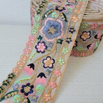 🌟新色🌟〖50cm〗インド刺繍リボン  <商品No.223 ブルーピンク × オーガンジー