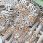 4個☆ゴールド　貫通穴タイプ　ワイヤー入りクリアガラスボール