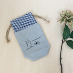 【SALE】猫とおにぎりのマイボトル巾着（マイボトルケース・マイボトルカバー）★ブルー
