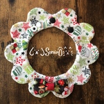 ペット用もくもくスタイ🎅🏻らくがきクリスマス柄(アイボリー)🎄鈴・リボン別オプション