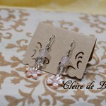 ローズクォーツ＆水晶とさくらシェルのピアス☆Silver925