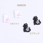 M8826-1 18個 エポチャーム 猫チャーム 桜 カン付き 12×26mm 塗装  3 X（6ヶ）
