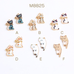 M8825-F 12個 レジンチャーム 猫チャーム 全6種 カン付き ゴールド 3 X（4ヶ）