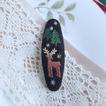 (7㎝)クリスマス＊トナカイ刺繍パッチンピン