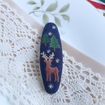 (7㎝)クリスマス＊トナカイ刺繍パッチンピン