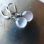 Silver925ローズクォーツの一粒ピアス