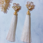 結婚式･パーティーに♡ビジュー×タッセル ハンドメイドピアス