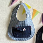 再販リアル 収納ポケット付きスタイ　🌼1ヒッコリーor 2デニム