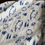 AMBERオリジナル 綿麻　刺繍生地　＊ 138cm巾 50cm ＊ 送料無料  ホワイト