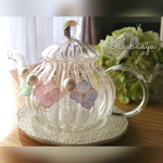 【 樹脂フックピアス変更無料！】紫陽花と大玉コットンパールのピンクゴールドピアス .*