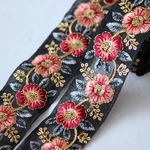 インド刺繍リボンᢂフラワーオーガン【ブラック】インド刺繍/刺繍リボン/シルクリボン/トリム/ブレード/ジャガードリボン/チュールレース