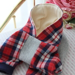 ♪♪チェックの袖がかわいい♪♪裏起毛のパーカー«犬服»赤