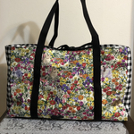 bunny2004様ご依頼品　大人可愛いうさぎ柄　レジカゴバッグ　うさぎと花柄　巾着袋(うさぎと森柄)