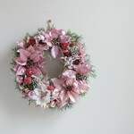 クリスマス～スウィートなピンクポインセチアリース
