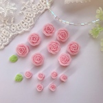 穴なし　ピンク　ハンドメイド パーツ    材料  薔薇  2