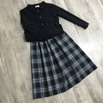 ブラックチェック の ナチュラル かわいい ギャザースカート 