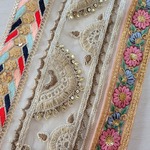 〖20cm以上確約×3本〗インド刺繍リボンハギレセット⑧