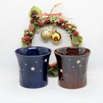 ｽﾜﾛﾌｽｷｰ付き🌟星のカップペア（茶＆群青）