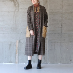 大人が着たいお洒落ロング丈♡ファーポケット付きウールコート（21w-24）モカ