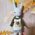 ドール服★オオカミ探偵団の長袖Tシャツ(カーキ)
